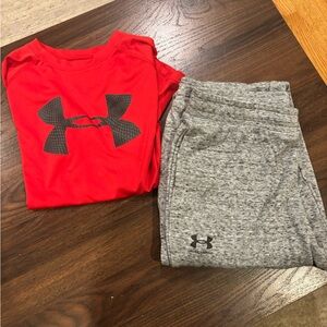 Under Armour Red HeatGear T-Shirt and sweatpants